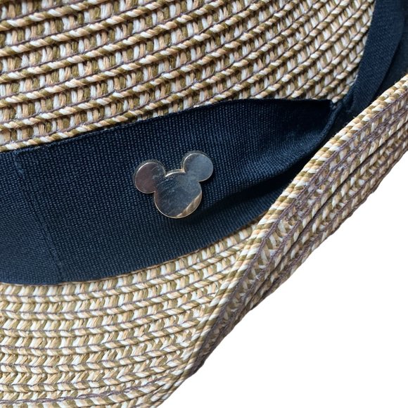 Disney Parks Exclusive Unisex Adult O/S Gold Mickey Mouse Straw Fedora Hat - Picture 6 of 6